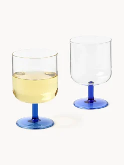 Hot Lyngby Verres à vin en verre borosilicaté Torino, 2 pièces Transparent, bleu roi