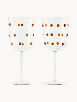 New Pols Potten Verres à vin en verre borosilicate soufflé bouche Nob, 2 pièces Transparent, brun clair