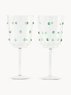 Clearance Pols Potten Verres à vin en verre borosilicate soufflé bouche Nob, 2 pièces Transparent, vert