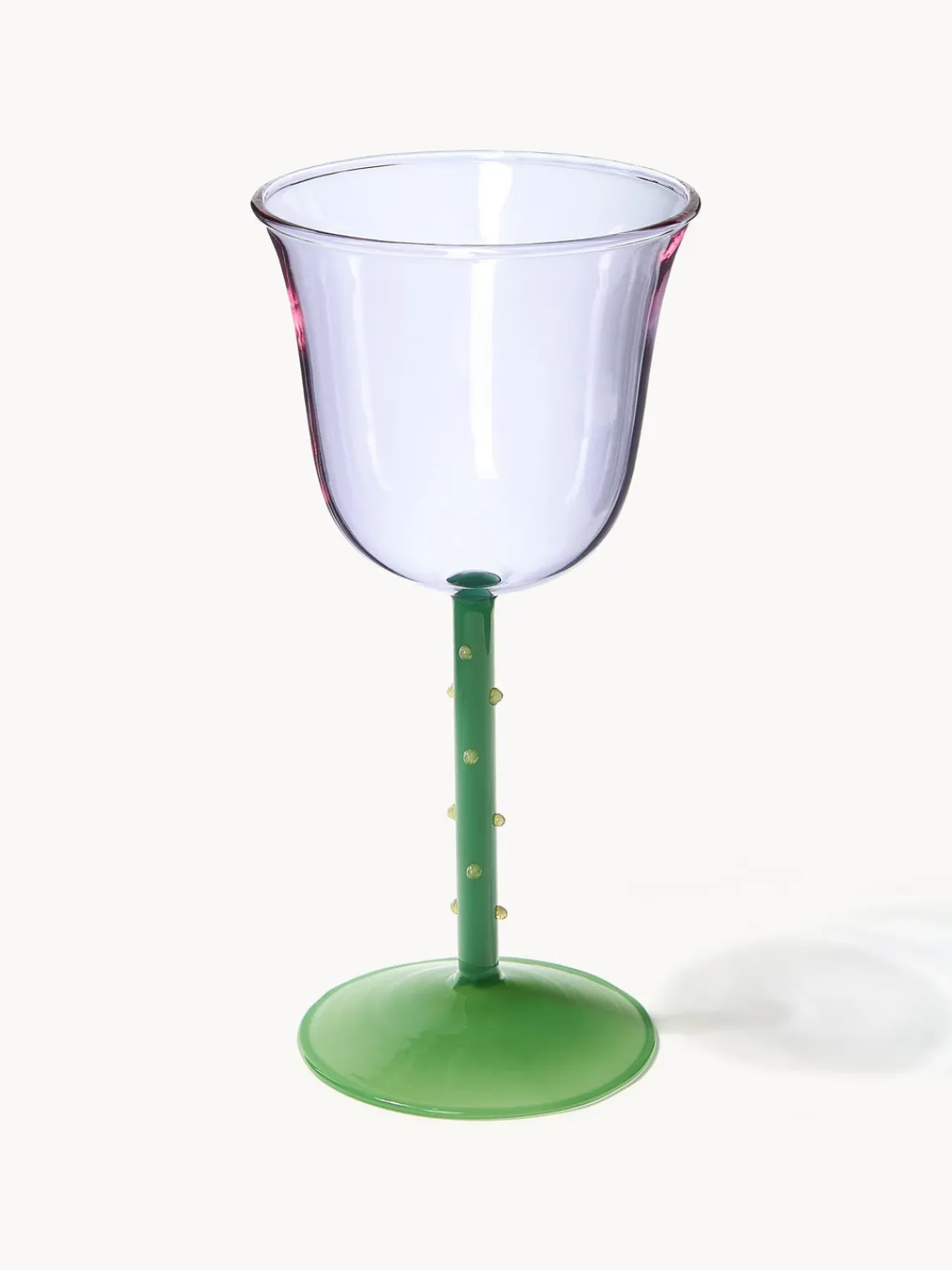 Clearance &k Amsterdam Verres à vin faits main en verre borosilicaté Dot, 2 pièces Lavande, transparent, vert