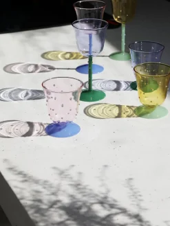 Clearance &k Amsterdam Verres à vin faits main en verre borosilicaté Dot, 2 pièces Lavande, transparent, vert
