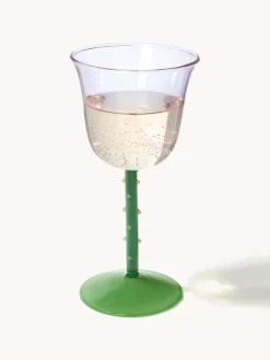 Clearance &k Amsterdam Verres à vin faits main en verre borosilicaté Dot, 2 pièces Lavande, transparent, vert