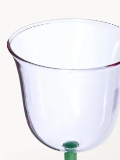 Clearance &k Amsterdam Verres à vin faits main en verre borosilicaté Dot, 2 pièces Lavande, transparent, vert