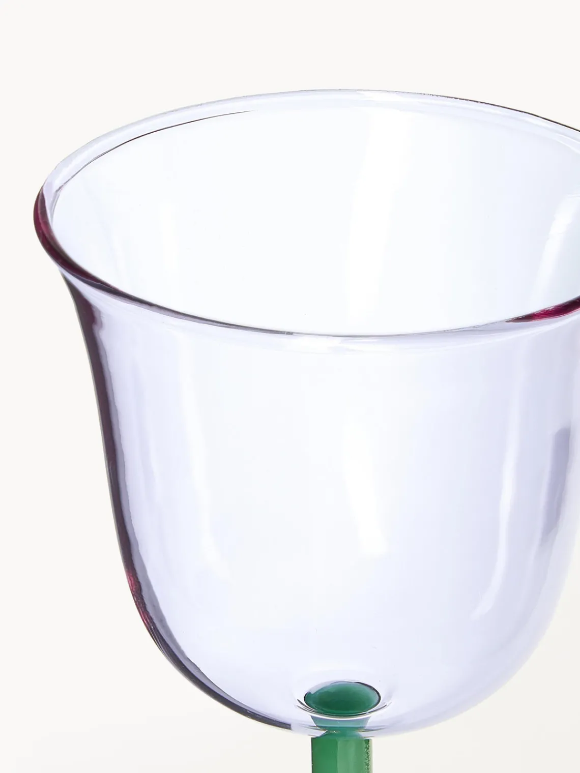 Clearance &k Amsterdam Verres à vin faits main en verre borosilicaté Dot, 2 pièces Lavande, transparent, vert