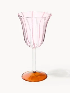 Clearance &k Amsterdam Verres à vin faits main en verre borosilicaté Eve, 2 pièces Rose pâle, transparent, orange