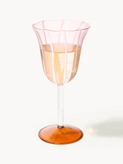 Clearance &k Amsterdam Verres à vin faits main en verre borosilicaté Eve, 2 pièces Rose pâle, transparent, orange