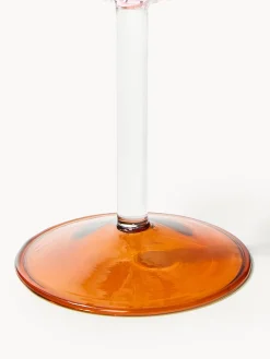 Clearance &k Amsterdam Verres à vin faits main en verre borosilicaté Eve, 2 pièces Rose pâle, transparent, orange
