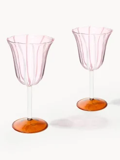 Clearance &k Amsterdam Verres à vin faits main en verre borosilicaté Eve, 2 pièces Rose pâle, transparent, orange