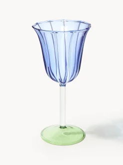 Best &k Amsterdam Verres à vin faits main en verre borosilicaté Eve, 2 pièces Bleu, transparent, vert clair