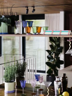 Best &k Amsterdam Verres à vin faits main en verre borosilicaté Eve, 2 pièces Bleu, transparent, vert clair