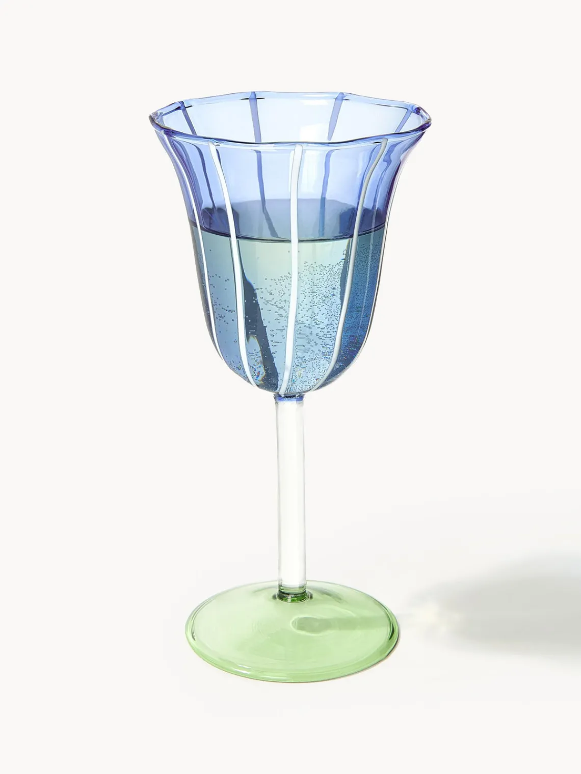 Best &k Amsterdam Verres à vin faits main en verre borosilicaté Eve, 2 pièces Bleu, transparent, vert clair