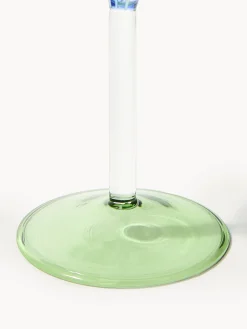 Best &k Amsterdam Verres à vin faits main en verre borosilicaté Eve, 2 pièces Bleu, transparent, vert clair