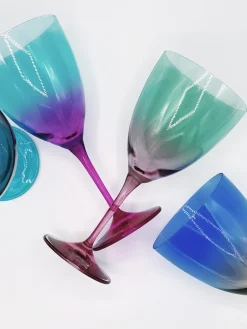 Sale Anna + Nina Verres à vin Ombre Flash, 2 pièces Vert turquoise, rouge corail