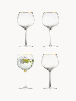 Discount Lyngby Verres à vin soufflés bouche avec bord doré Palermo, 4 pièces