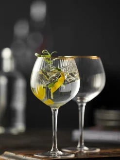 Discount Lyngby Verres à vin soufflés bouche avec bord doré Palermo, 4 pièces