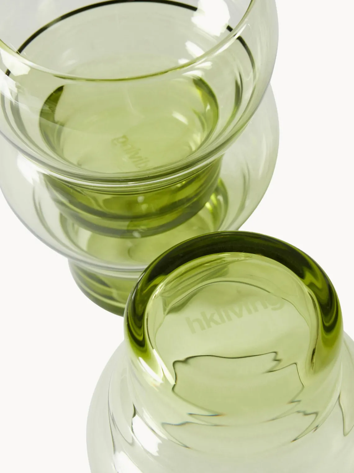 Fashion HKLIVING Verres artisanaux 70's, 4 pièces Vert clair, transparent