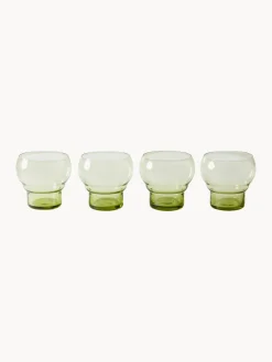 Fashion HKLIVING Verres artisanaux 70's, 4 pièces Vert clair, transparent