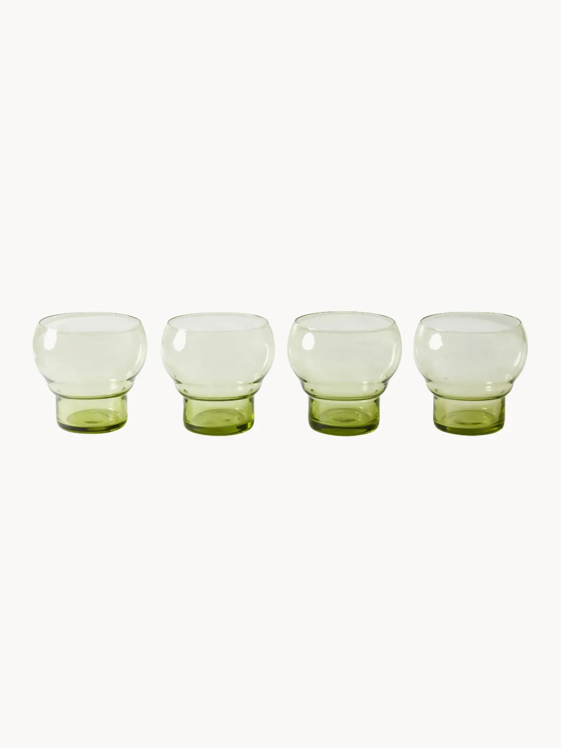 Fashion HKLIVING Verres artisanaux 70's, 4 pièces Vert clair, transparent