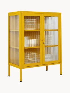 New Mustard Made Vitrine en métal et verre strié The Mixer Jaune moutarde