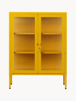 New Mustard Made Vitrine en métal et verre strié The Mixer Jaune moutarde