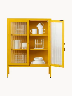 New Mustard Made Vitrine en métal et verre strié The Mixer Jaune moutarde
