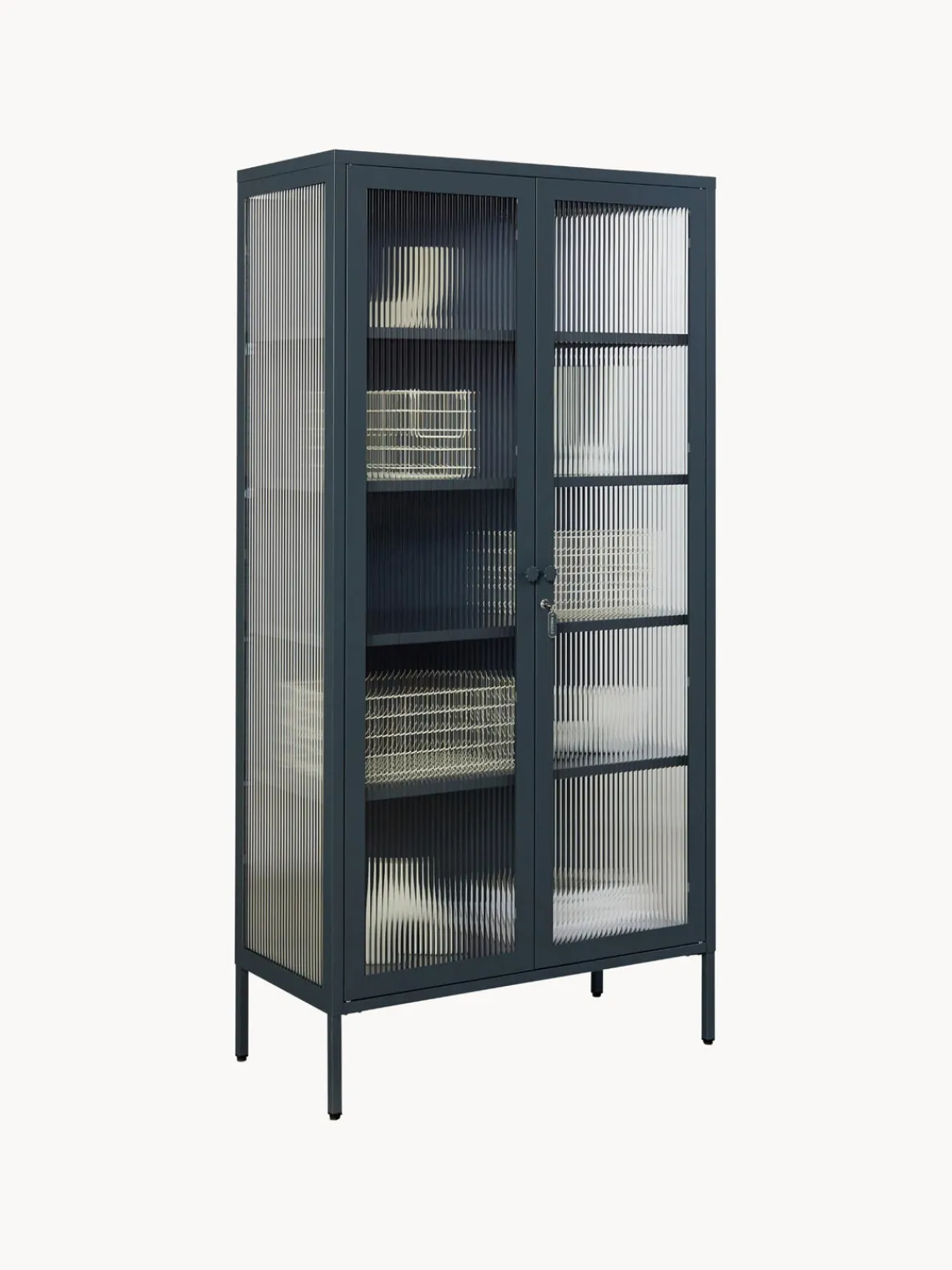 Discount Mustard Made Vitrine en métal et verre strié The Collector Anthracite