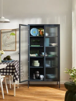 Discount Mustard Made Vitrine en métal et verre strié The Collector Anthracite
