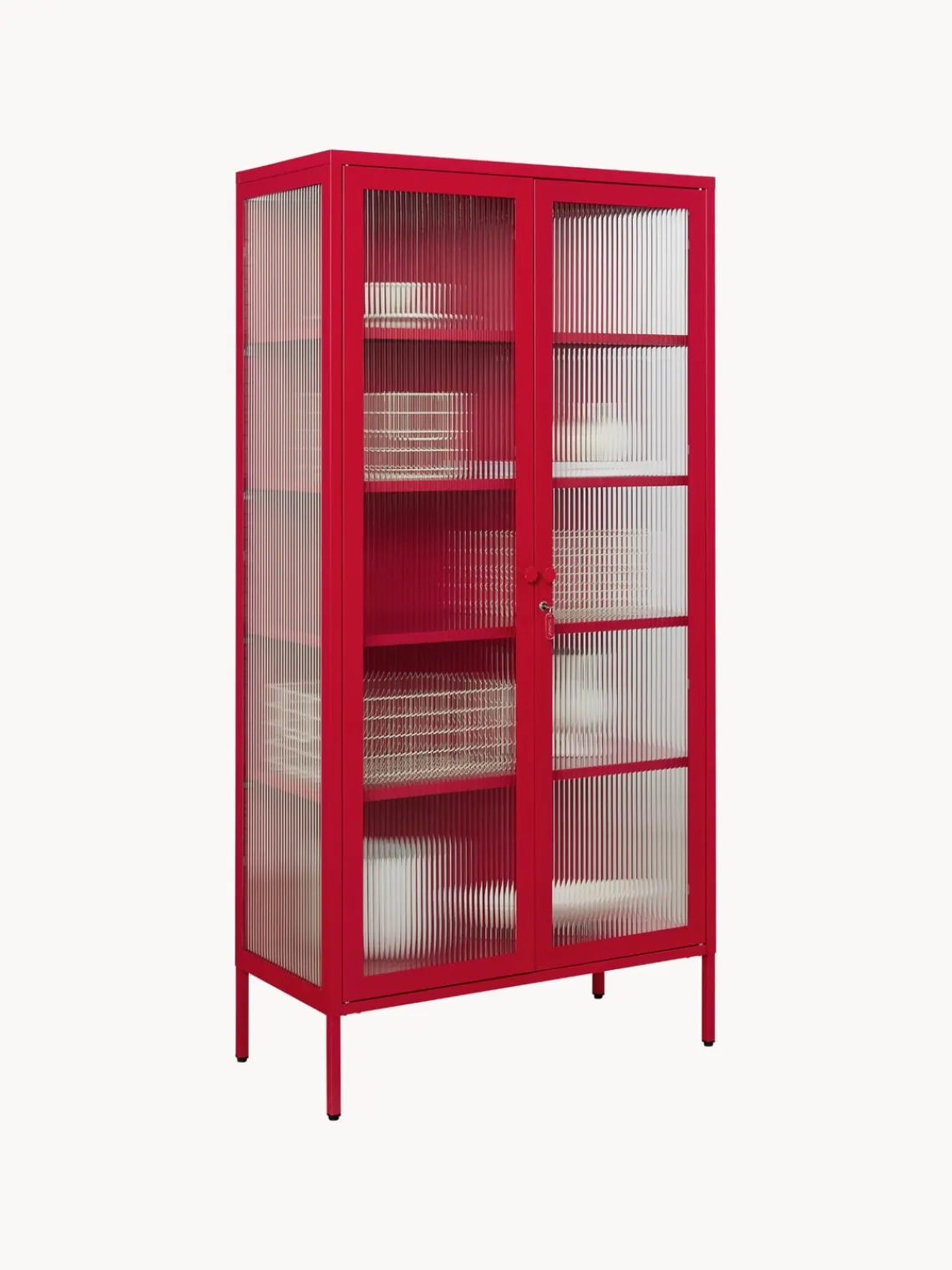 Sale Mustard Made Vitrine en métal et verre strié The Collector Rouge
