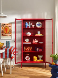 Sale Mustard Made Vitrine en métal et verre strié The Collector Rouge
