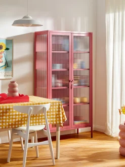 Fashion Mustard Made Vitrine en métal et verre strié The Collector Vieux rose