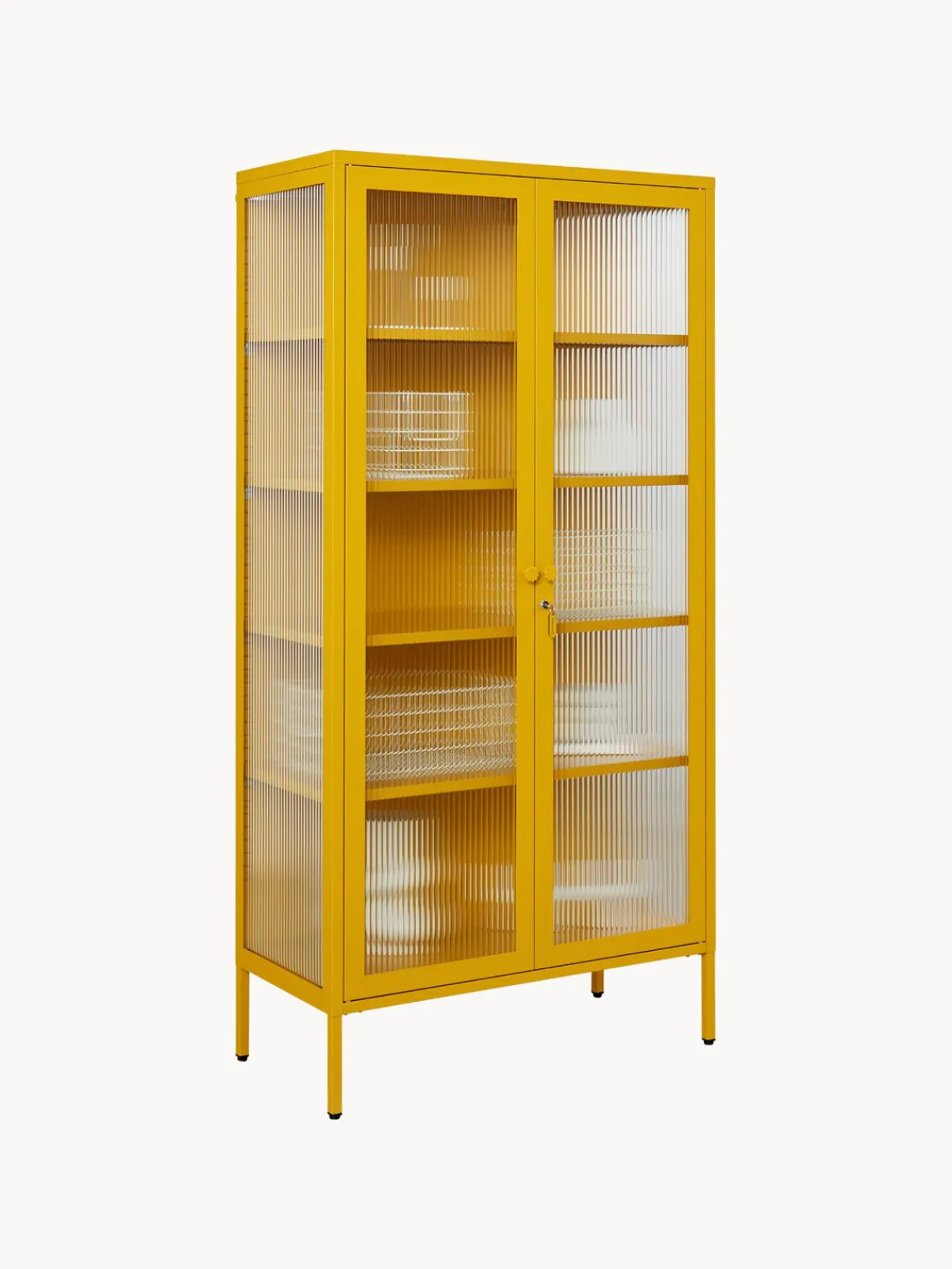 Outlet Mustard Made Vitrine en métal et verre strié The Collector Jaune moutarde