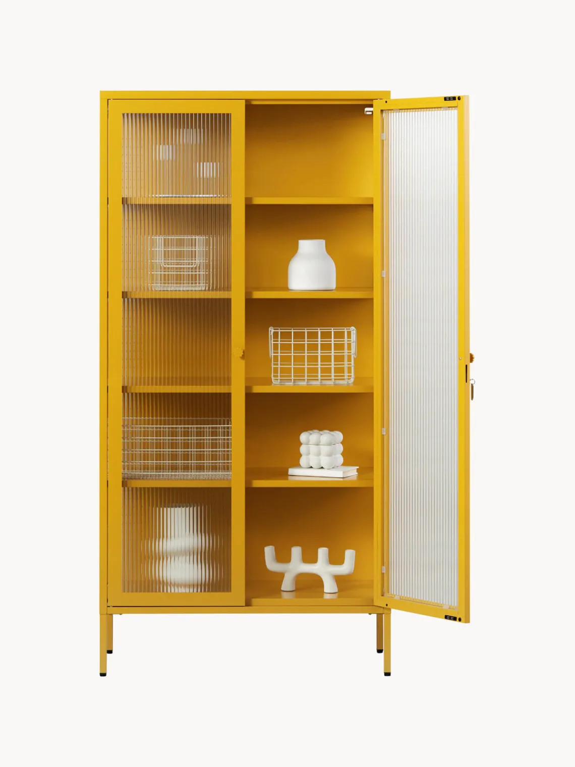 Outlet Mustard Made Vitrine en métal et verre strié The Collector Jaune moutarde