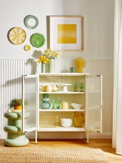 Clearance Mustard Made Vitrine en métal et verre strié The Mixer Blanc cassé