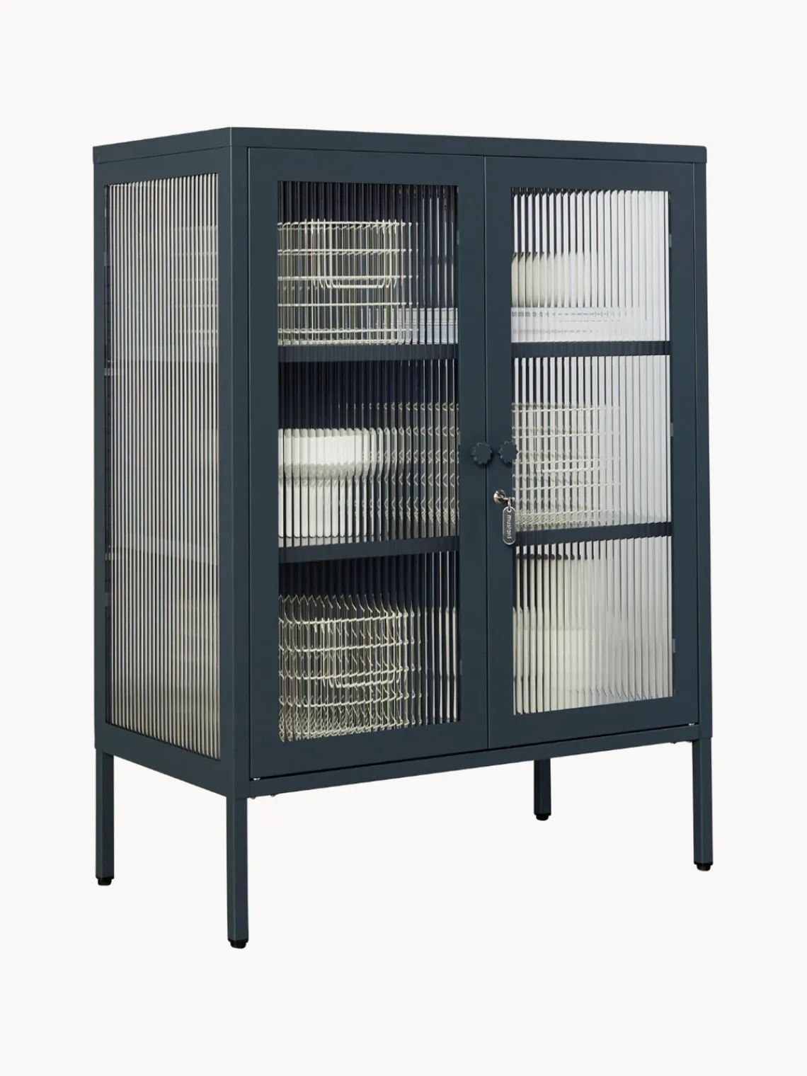 Clearance Mustard Made Vitrine en métal et verre strié The Mixer Anthracite