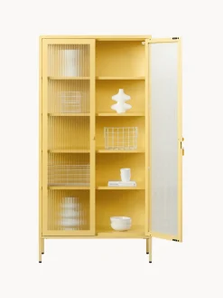Discount Mustard Made Vitrine en métal et verre strié The Collector Jaune pâle
