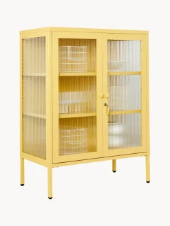 Clearance Mustard Made Vitrine en métal et verre strié The Mixer Jaune pâle