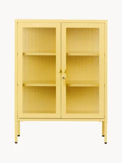 Clearance Mustard Made Vitrine en métal et verre strié The Mixer Jaune pâle