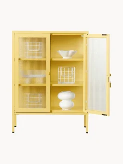Clearance Mustard Made Vitrine en métal et verre strié The Mixer Jaune pâle