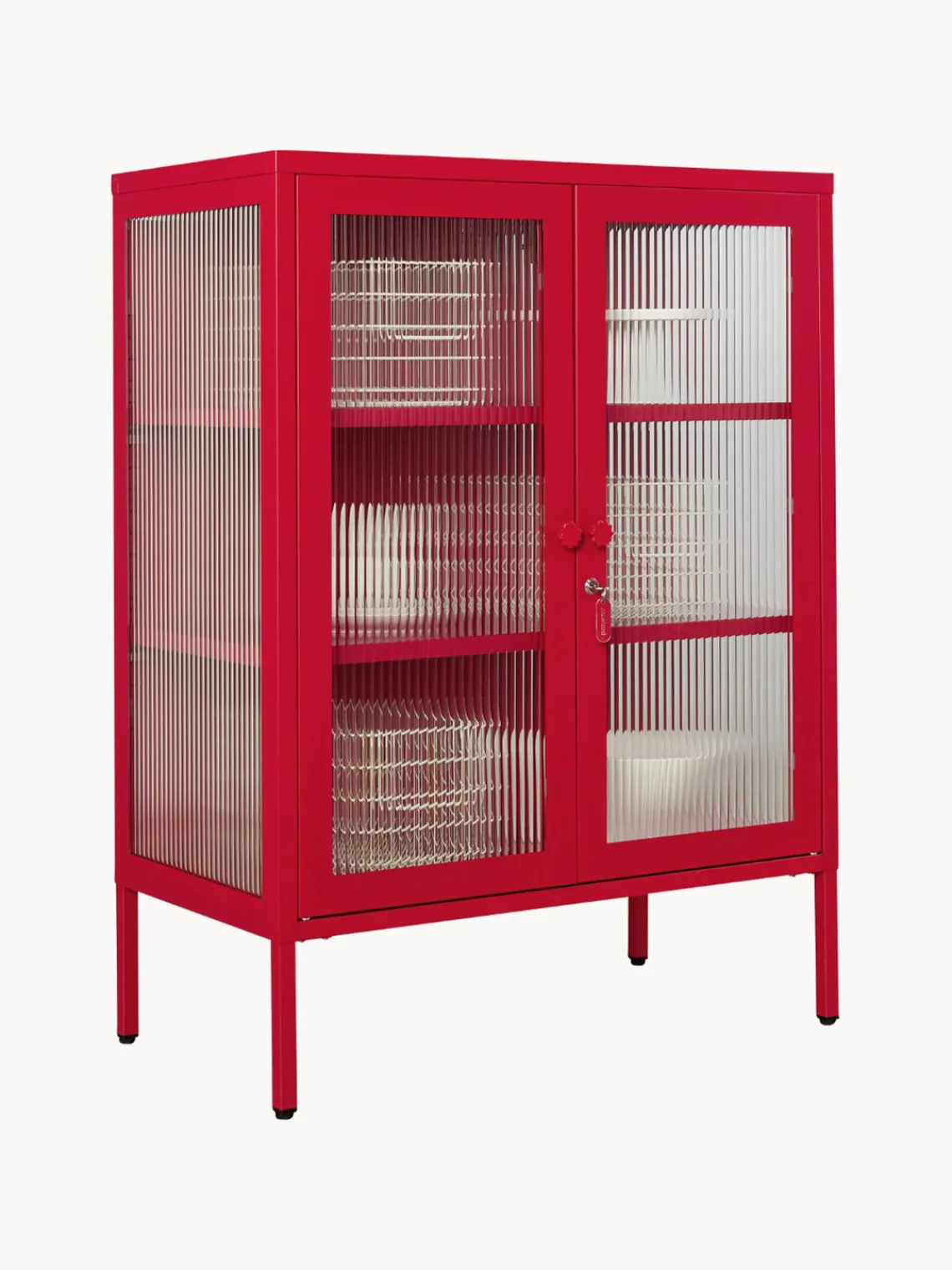 Clearance Mustard Made Vitrine en métal et verre strié The Mixer Rouge