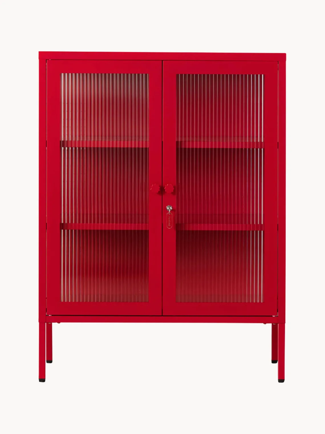 Clearance Mustard Made Vitrine en métal et verre strié The Mixer Rouge