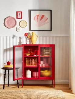 Clearance Mustard Made Vitrine en métal et verre strié The Mixer Rouge