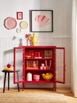 Clearance Mustard Made Vitrine en métal et verre strié The Mixer Rouge