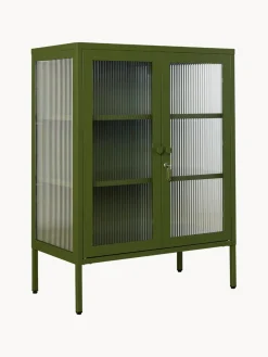 Fashion Mustard Made Vitrine en métal et verre strié The Mixer Vert olive