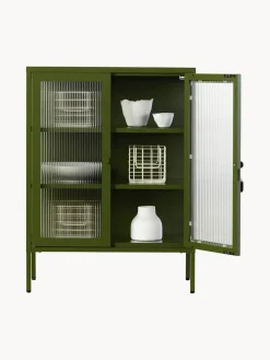 Fashion Mustard Made Vitrine en métal et verre strié The Mixer Vert olive