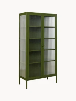 Fashion Mustard Made Vitrine en métal et verre strié The Collector Vert olive