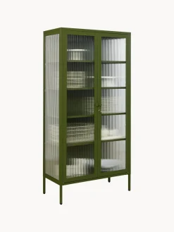 Fashion Mustard Made Vitrine en métal et verre strié The Collector Vert olive
