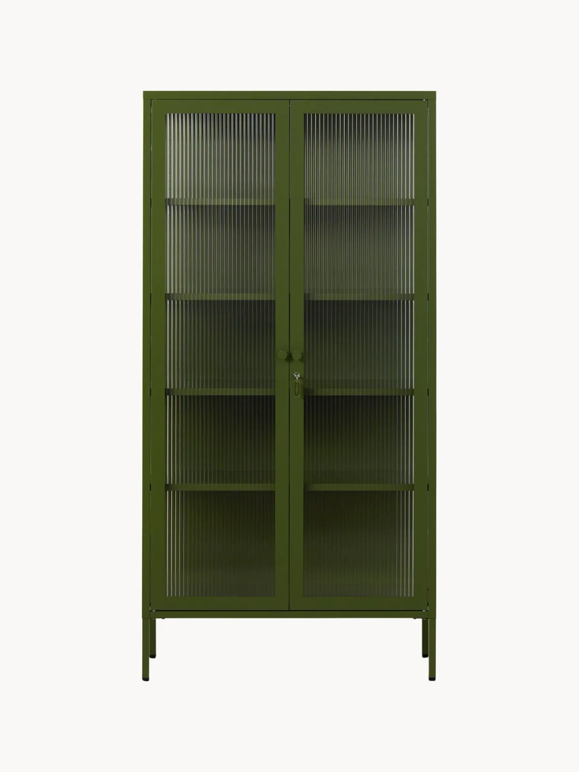 Fashion Mustard Made Vitrine en métal et verre strié The Collector Vert olive