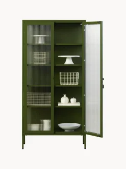 Fashion Mustard Made Vitrine en métal et verre strié The Collector Vert olive