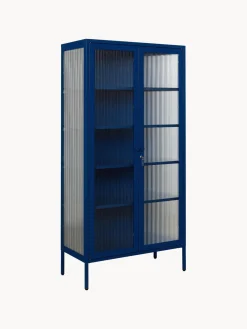 Clearance Mustard Made Vitrine en métal et verre strié The Collector Bleu foncé