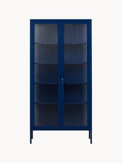 Clearance Mustard Made Vitrine en métal et verre strié The Collector Bleu foncé